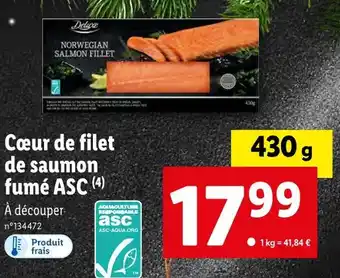 Lidl Deluxe cœur de filet de saumon fumé asc offre