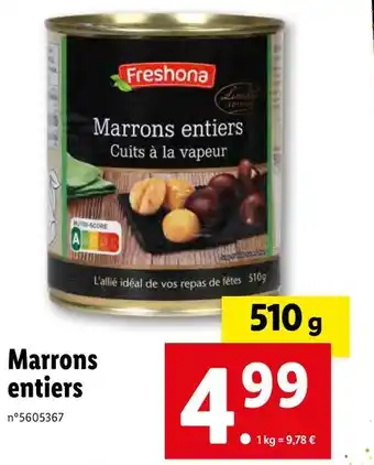 Lidl Freshona marrons entiers offre