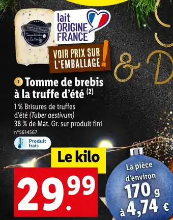 Lidl Tomme de brebis à la truffe d’été offre