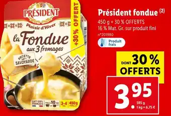 Lidl Président fondue offre