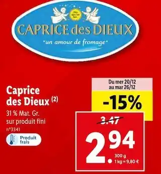 Lidl Caprice des dieux caprice des dieux offre