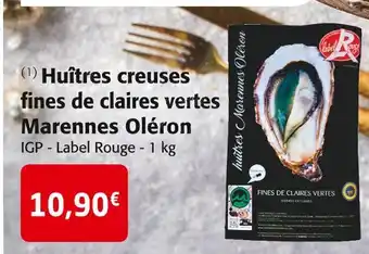 Huîtres creuses fines de claires vertes marennes oléron