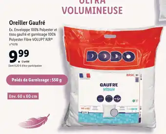 Lidl Dodo oreiller gaufré offre