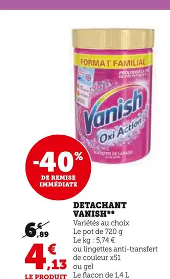 U Express Vanish detachant offre