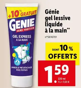Lidl Génie génie gel lessive liquide à la main offre
