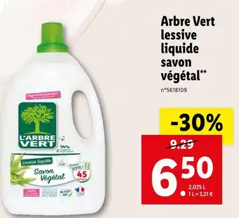 Lidl L'arbre vert lessive liquide savon végétal offre