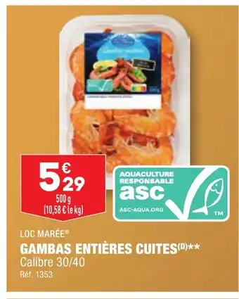ALDI GAMBAS ENTIÈRES CUITES offre