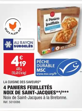 ALDI 4 PANIERS FEUILLETÉS NOIX DE SAINT-JACQUEs offre