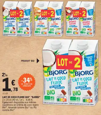 E.Leclerc Lait De Coco Fluide Bio Bjorg offre
