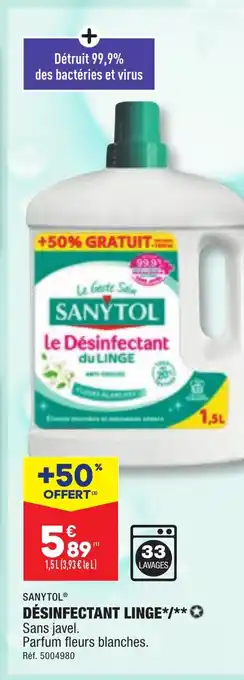 ALDI DÉSINFECTANT LINGE offre
