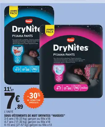 E.Leclerc Sous-Vêtements De Nuit Drynites Huggies offre