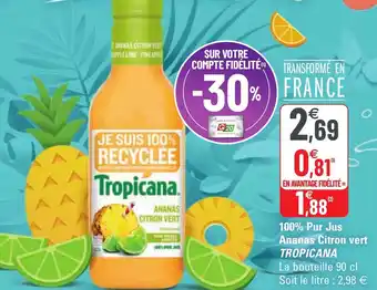 G20 100% Pur Jus Ananas Citron Vert Tropicana offre