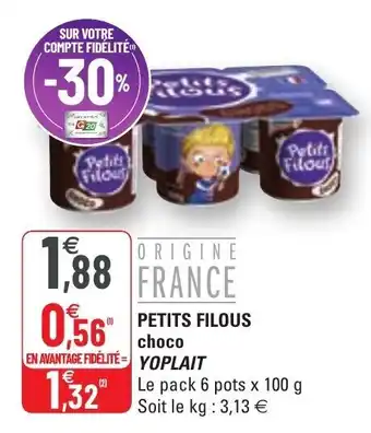 G20 Petits Filous Choco Yoplait offre