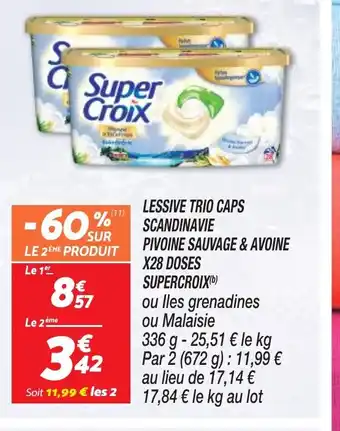 Netto LESSIVE TRIO CAPS SCANDINAVIE PIVOINE SAUVAGE & AVOINE X28 DOSES offre
