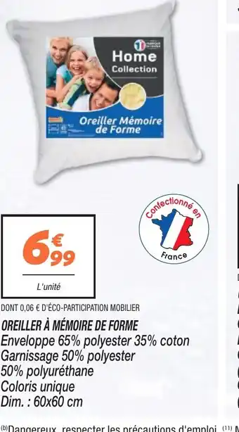 OREILLER À MÉMOIRE DE FORME