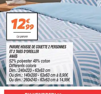 Netto PARURE HOUSSE DE COUETTE 2 PERSONNES ET 2 TAIES D'OREILLER offre