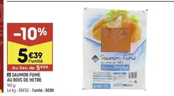 Leader Price D SAUMON FUME AU BOIS DE HETRE offre