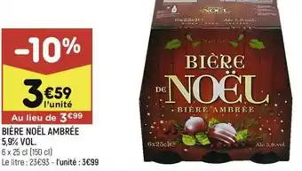 Leader Price BIÈRE NOËL AMBRÉE 5,9% VOL. offre