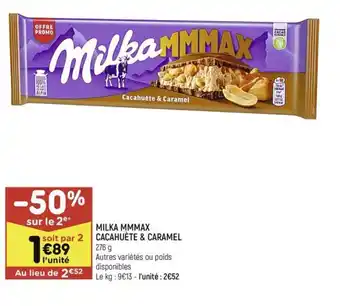 Leader Price MILKA MMMAX CACAHUÈTE & CARAMEL offre
