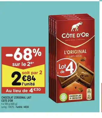 Leader Price CHOCOLAT L'ORIGINAL LAIT COTE D'OR offre