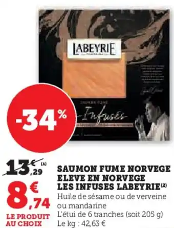 Hyper U SAUMON FUME NORVEGE ELEVE EN NORVEGE LES INFUSES LABEYRIE (2) offre