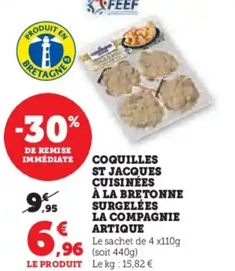 Hyper U COQUILLES ST JACQUES CUISINÉES À LA BRETONNE SURGELÉES offre