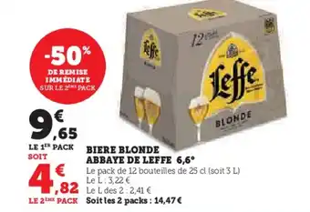 Hyper U BIERE BLONDE ABBAYE DE LEFFE 6,6° offre