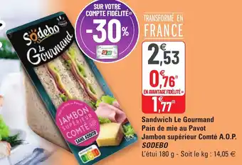 G20 Sandwich Le Gourmand Pain De Mie Au Pavot offre