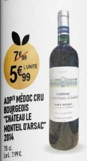 AOP MÉDOC CRU BOURGEOIS CHATEAU LE MONTEIL D'ARSAC 2014