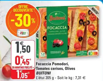 G20 Focaccia Pomodori, Tomates Cerises, Olives offre