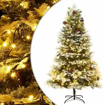 Bricorama Vidaxl sapin de noël pré-éclairé et pommes de pin vert 225cm pvc et pe offre