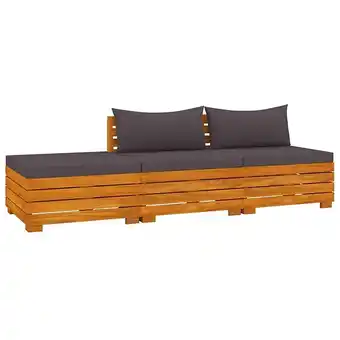 Bricorama Vidaxl salon de jardin 3 pcs avec coussins bois d'acacia solide offre