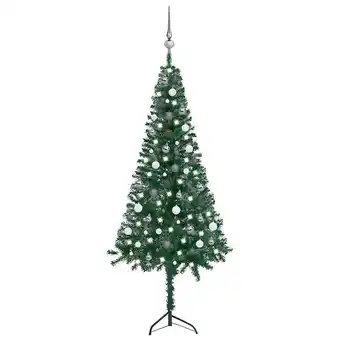 Bricorama Vidaxl arbre de noël artificiel d'angle led et boules vert 180 cm pvc offre