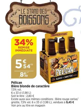 Maximarché Pélican Bière blonde de caractère offre
