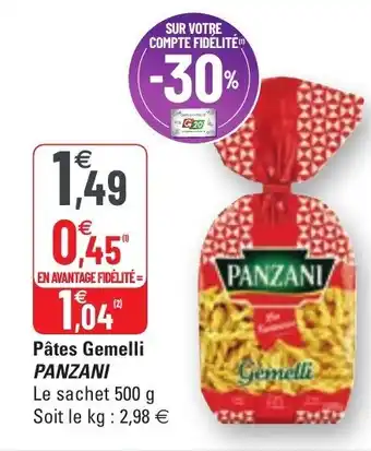 G20 Pâtes Gemelli Panzani offre