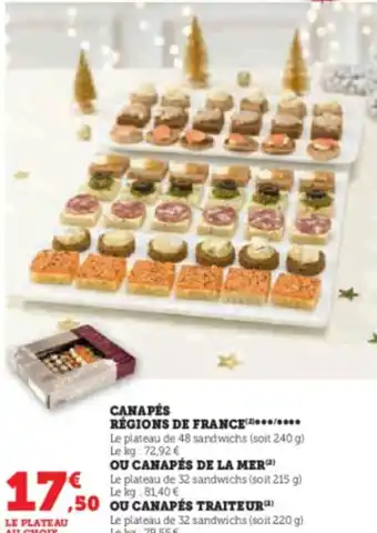 Super U CANAPÉS RÉGIONS DE FRANCE offre