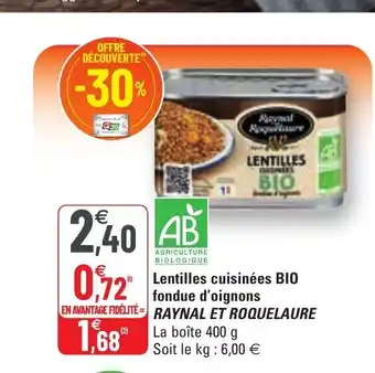 G20 Lentilles Cuisinées Bio offre