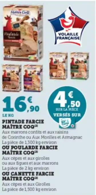 Super U PINTADE FARCIE MAÎTRE COQ offre