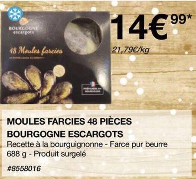 Promo MOULES FARCIES 48 PIÈCES BOURGOGNE ESCARGOTS chez Costco