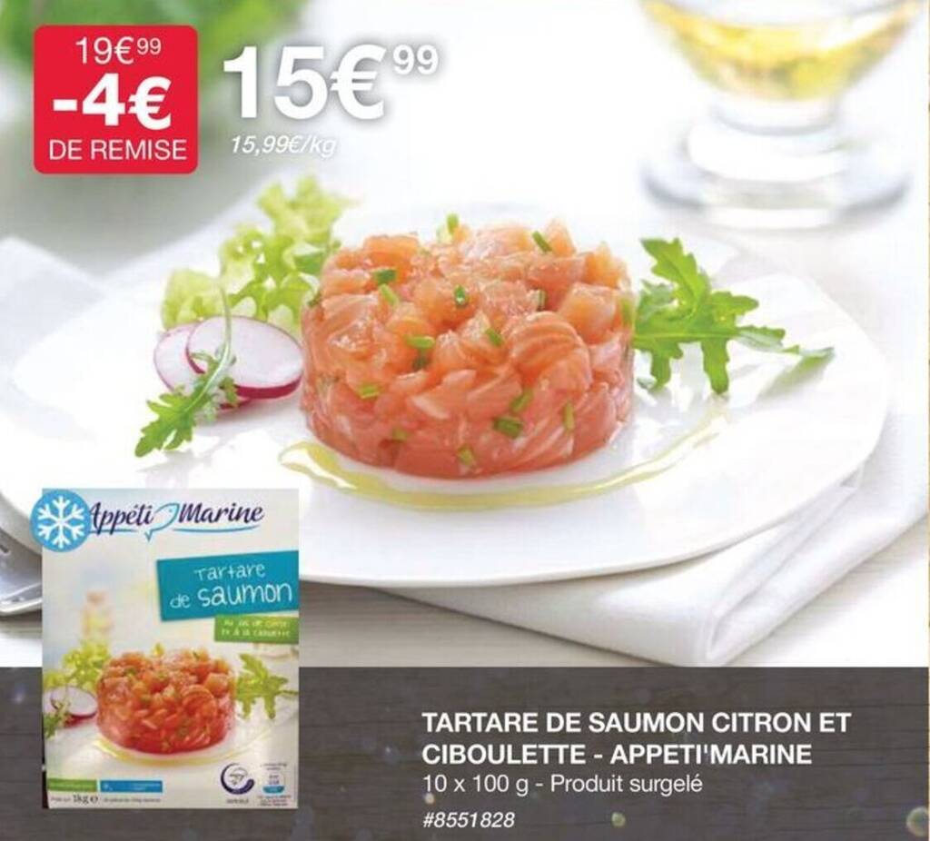 Promo TARTARE DE SAUMON CITRON ET CIBOULETTE APPETI'MARINE chez Costco