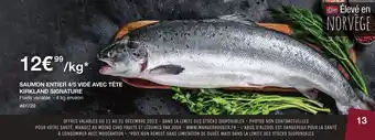 SAUMON ENTIER 4/5 VIDÉ AVEC TÊTE KIRKLAND SIGNATURE