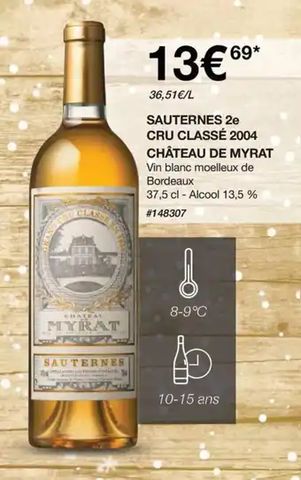 Costco SAUTERNES 2e CRU CLASSÉ 2004 CHÂTEAU DE MYRAT offre