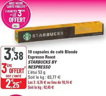 G20 10 Capsules De Café Blonde Espresso Roast offre
