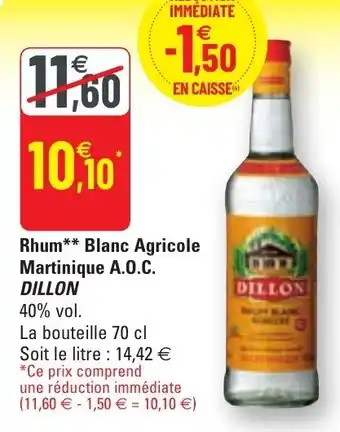 G20 Rhum Blanc Agricole Martinique A.O.C offre