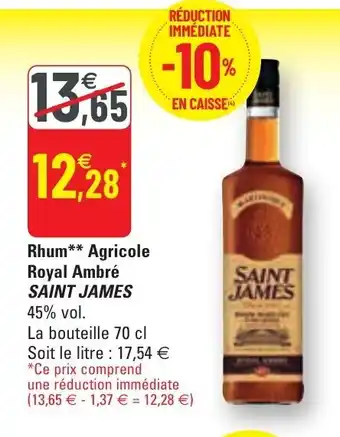 G20 Rhum Agricole Royal Ambré offre