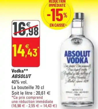 G20 Vodka Absolut offre