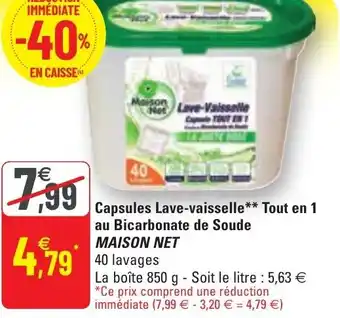 G20 Capsules Lave-Vaisselle Tout en 1 Au Bicarbonate De Soude offre