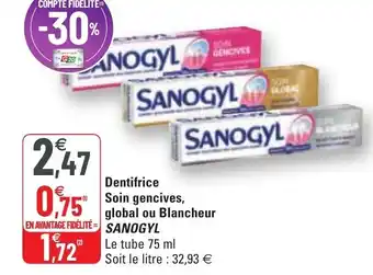 G20 Dentifrice Soin Gencives, Global Ou Blancheur offre