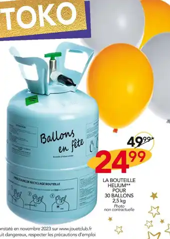 La bouteille helium pour 30 ballons 2,5 kg