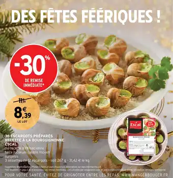 Intermarché Express 36 ESCARGOTS PRÉPARÉS RECETTE À LA BOURGUIGNONNE ESCAL offre